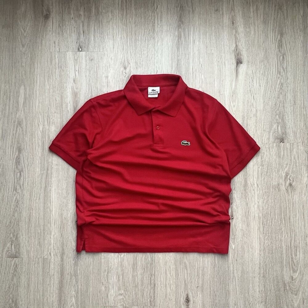 Lacoste Men Red Pique Cotton Short Sleeve Polo Shirt Size 5 Medium M Classic Fit